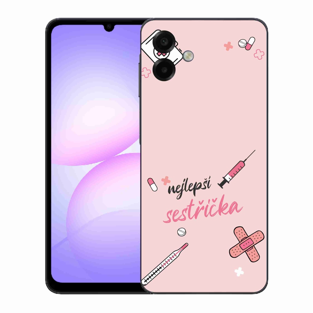Gelový kryt mmCase na Samsung Galaxy A07 4G - nejlepší sestřička růžové pozadí