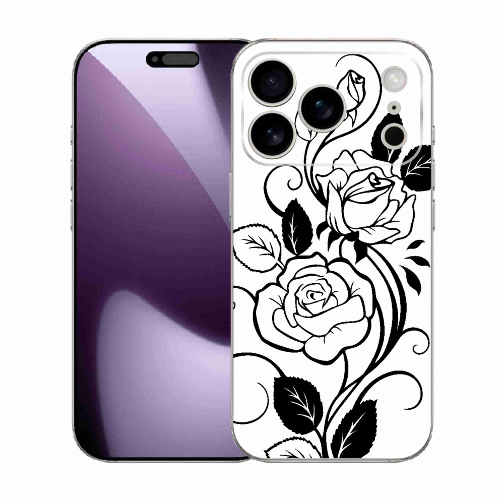 Gelový kryt mmCase na iPhone 17 Pro - černobílá růže