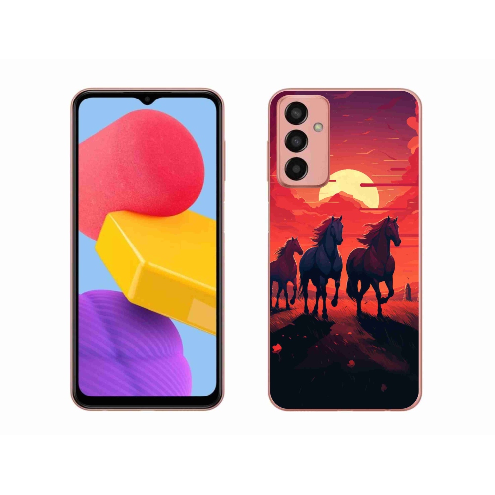 Gelový kryt mmCase na Samsung Galaxy M13 - koně a západ slunce