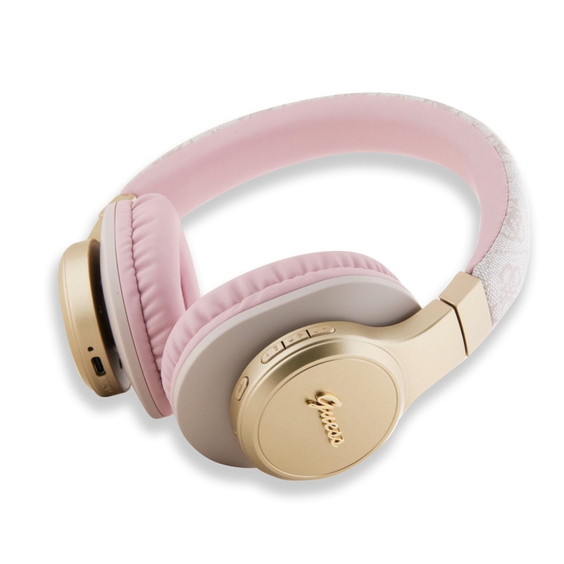 Guess PU Leather 4G Script Logo BT5.3 Stereo Headphone Pink