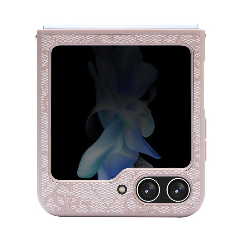 Guess 4G PU Leather Triangle Zadní Kryt pro Samsung Galaxy Z Flip 5 Pink