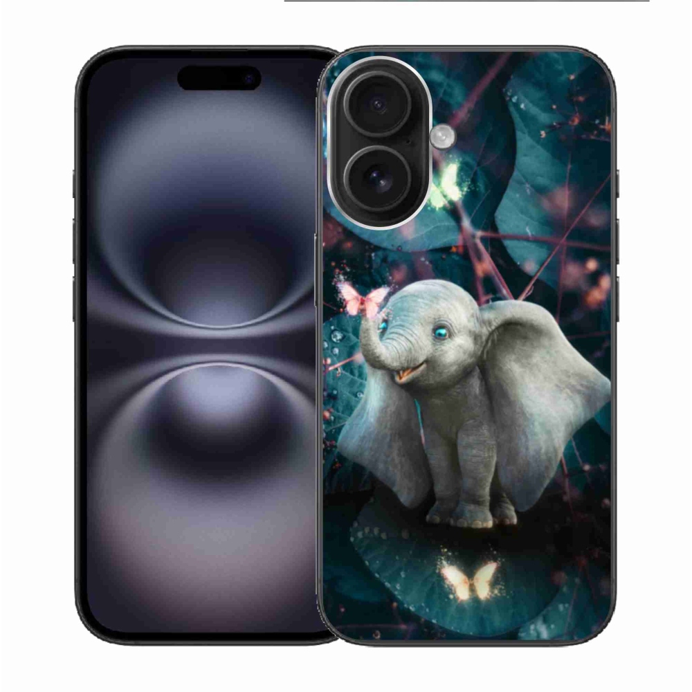 Gelový kryt mmCase na iPhone 16 - roztomilý slon