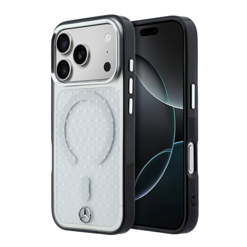 Mercedes PC/TPU Star Pattern MagSafe Zadní Kryt pro iPhone 18 Pro Transparent/Black