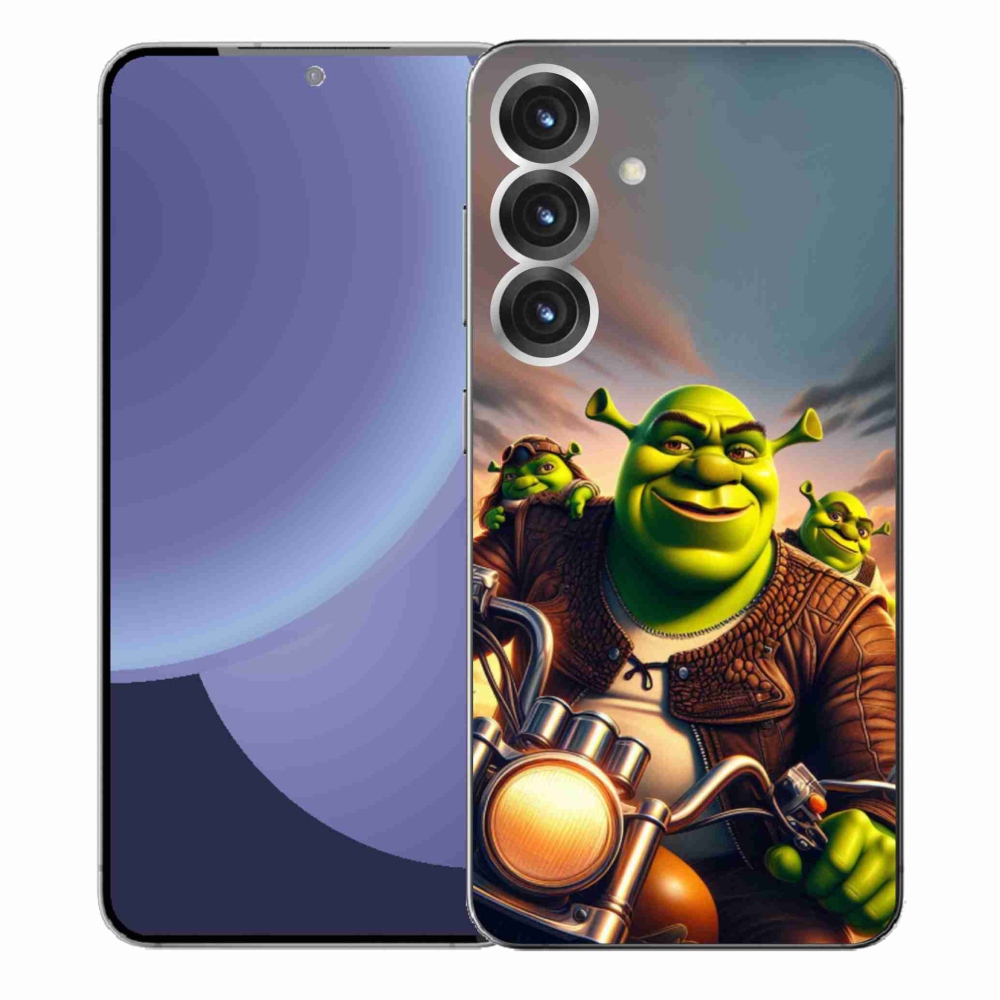 Gelový kryt mmCase na Samsung Galaxy S25+ - shrek na motorce