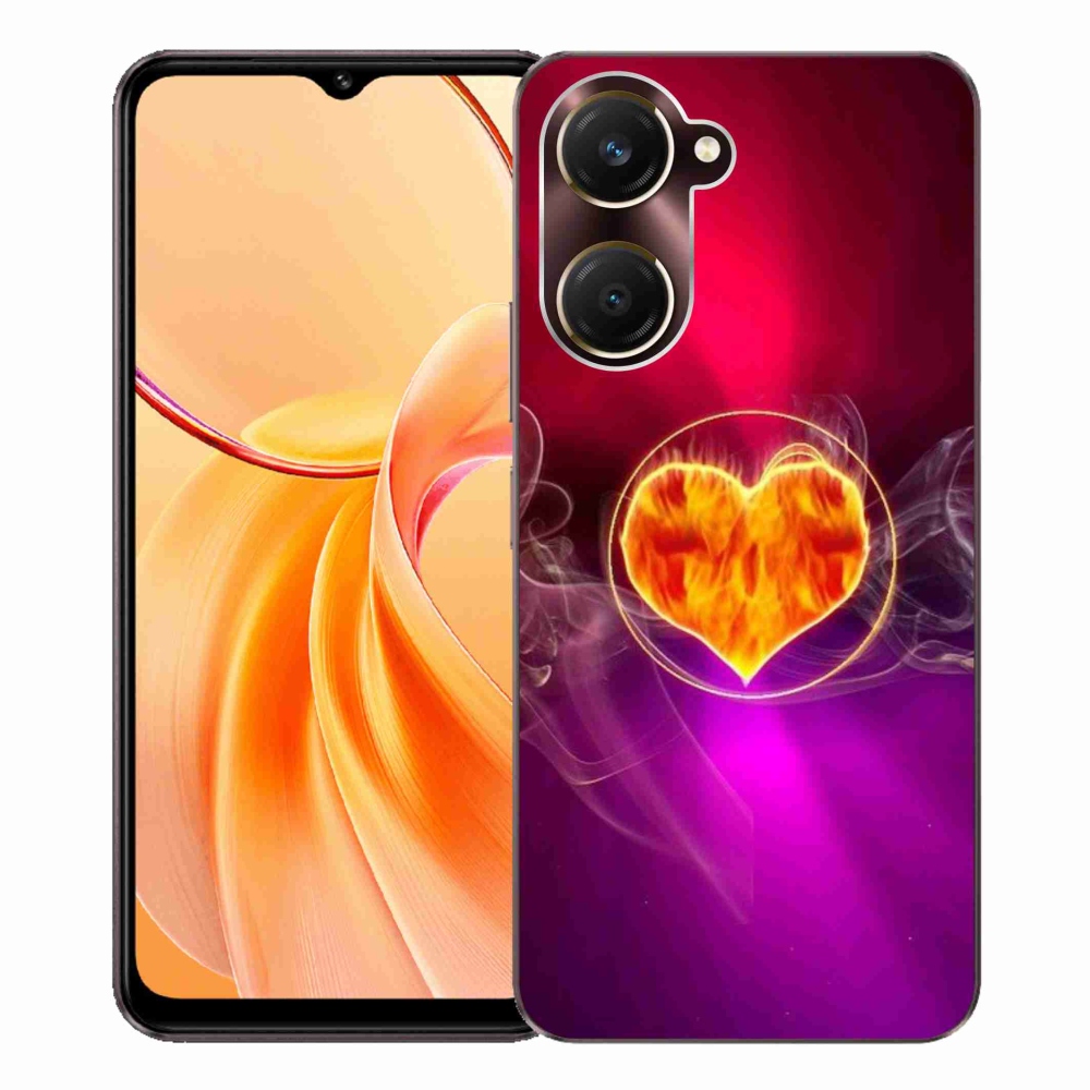 Gelový kryt mmCase na Vivo Y28s 5G - ohnivé srdce