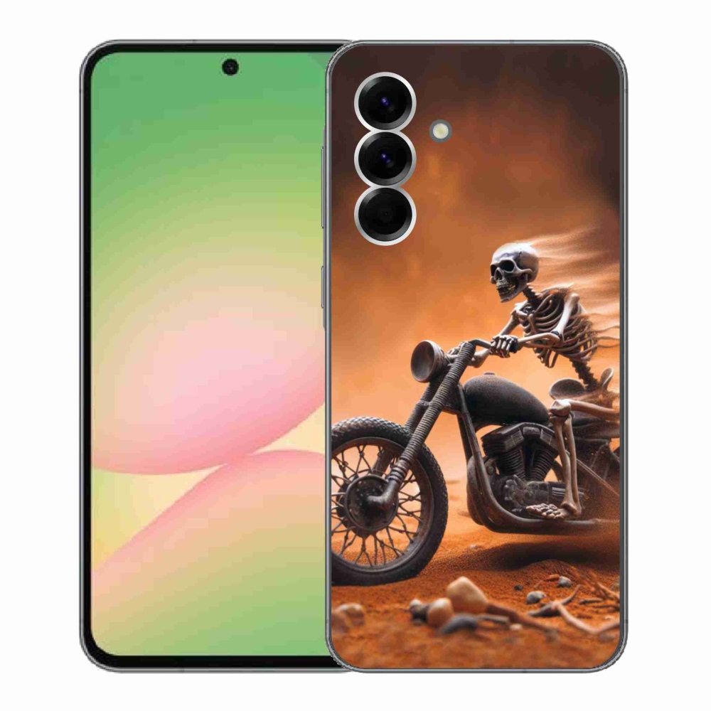 Gelový kryt mmCase na Samsung Galaxy A56 5G - kostra na motorce