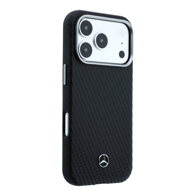 Mercedes PU Leather Semi Wrap MagSafe Zadní Kryt pro iPhone 17 Pro Max Black