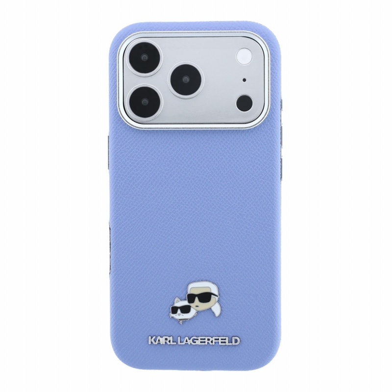Karl Lagerfeld PU Grained Semi Wrap K&CH Heads Magsafe Zadní Kryt pro iPhone 18 Pro Max Blue