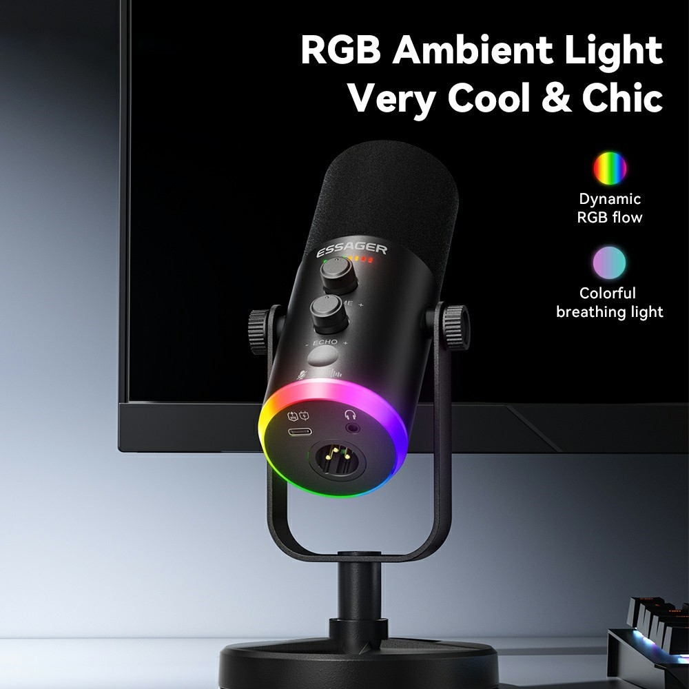 Essager stolní mikrofon XLR USB-C 3,5 mm s DSP redukcí šumu