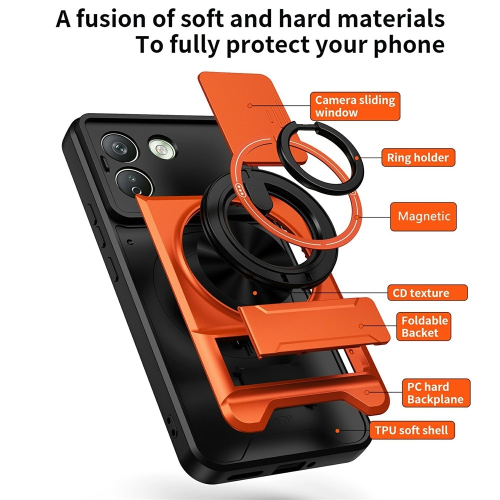 Robuste odolný kryt s MagSafe na Xiaomi Redmi Note 17 Pro Max 5G - oranžový