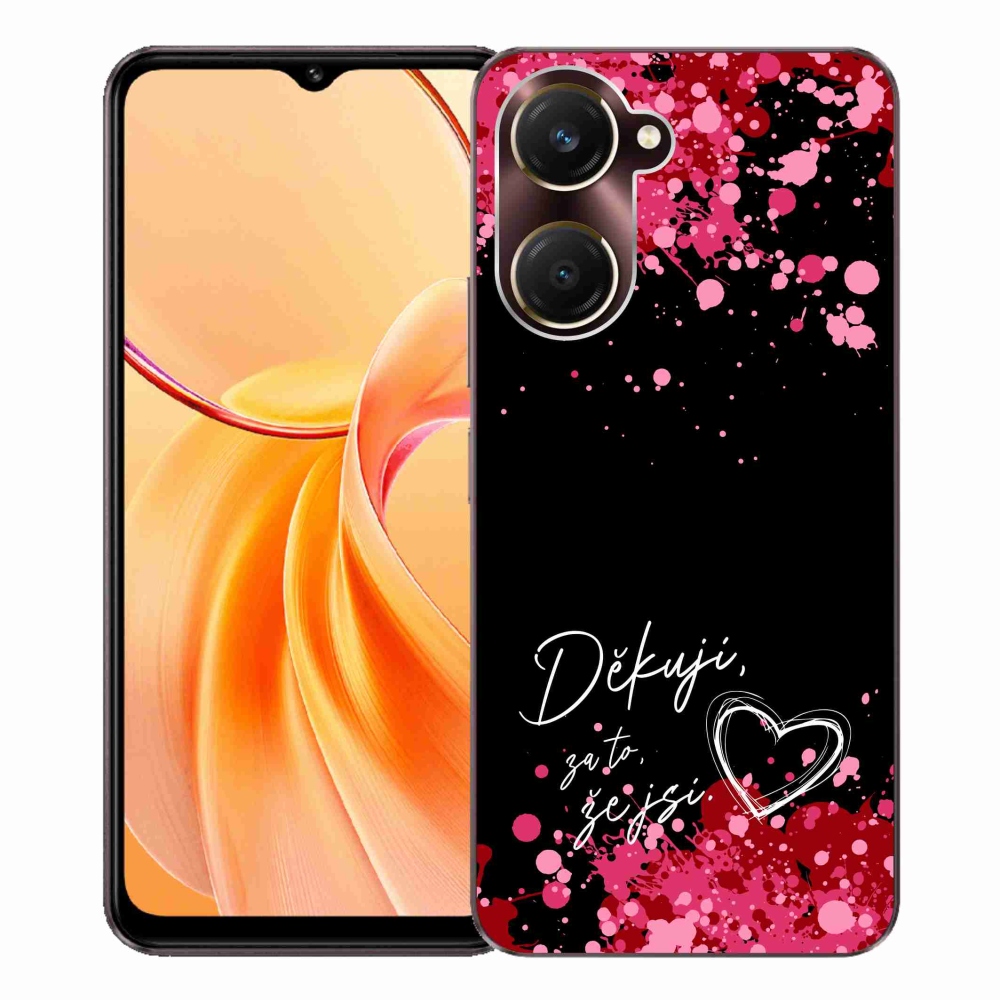 Gelový kryt mmCase na Vivo Y28s 5G - zamilovaný text 2 černé pozadí