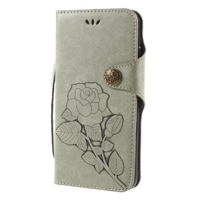 Roses elegantní knížkové pouzdro z PU kůže na iPhone 8 Plus a 7 Plus - šedé