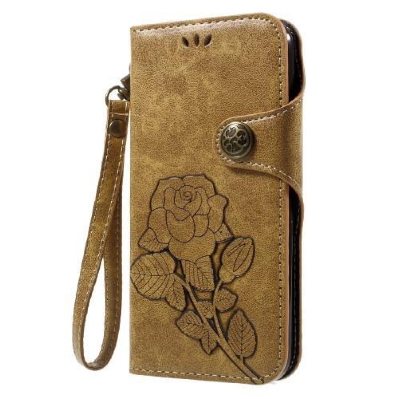 Roses elegantní PU kožené pouzdro na iPhone X - zlaté