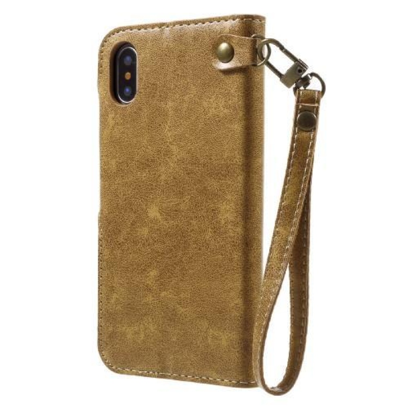Roses elegantní PU kožené pouzdro na iPhone X - zlaté