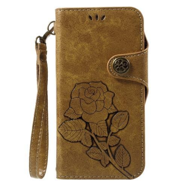 Roses elegantní PU kožené pouzdro na iPhone X - zlaté