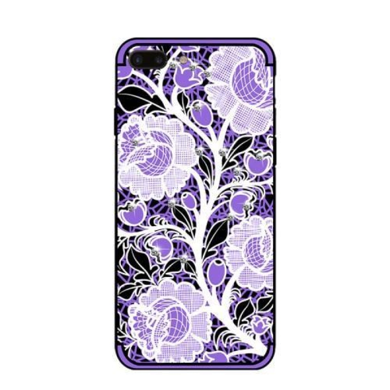 Roses gelový obal s krystaly na iPhone 7 Plus a iPhone 8 Plus - fialový