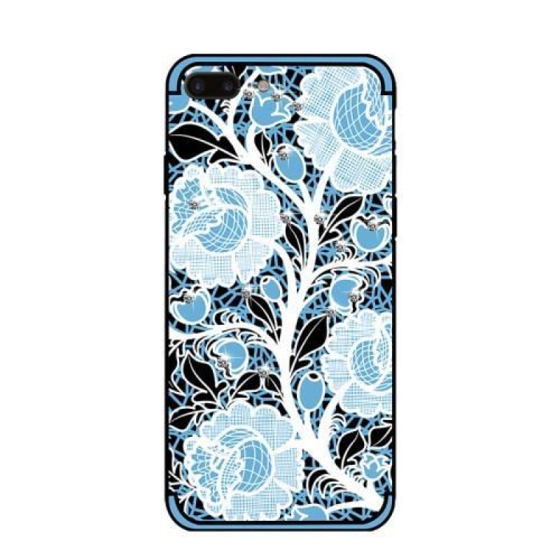 Roses gelový obal s krystaly na iPhone 7 Plus a iPhone 8 Plus - modrý
