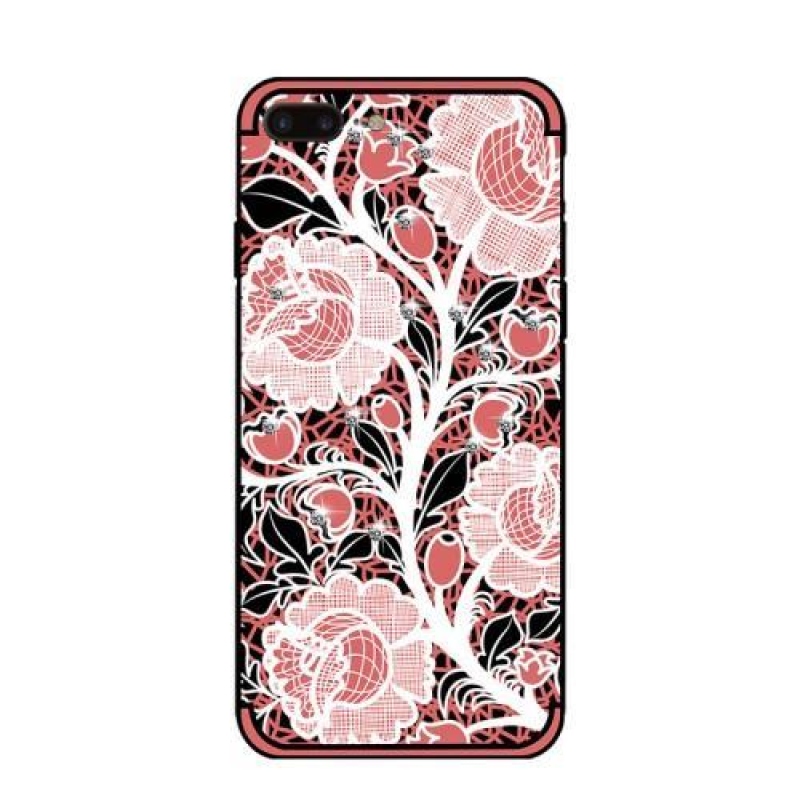 Roses gelový obal s krystaly na iPhone 7 Plus a iPhone 8 Plus - růžový
