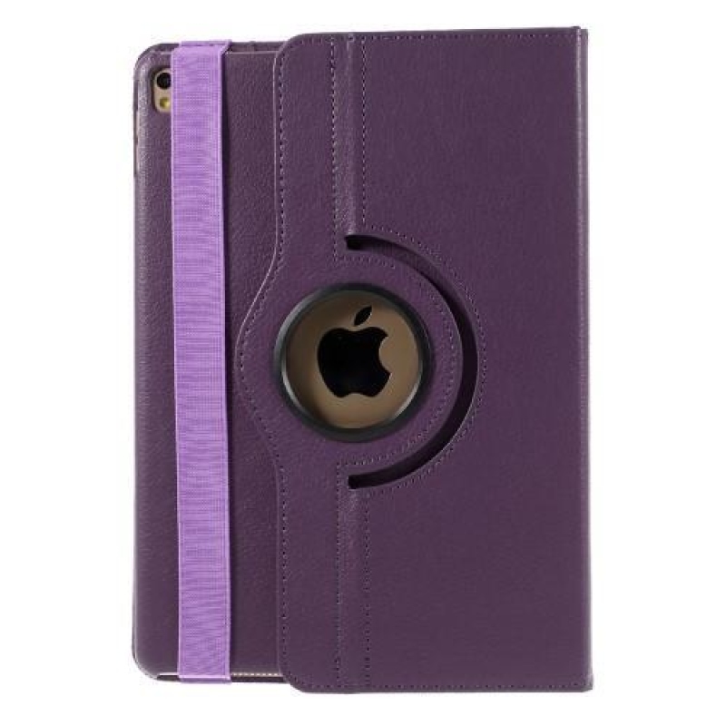 Rotační klopové pouzdro z PU kůže na iPad Pro 9.7 - tmavěfialové