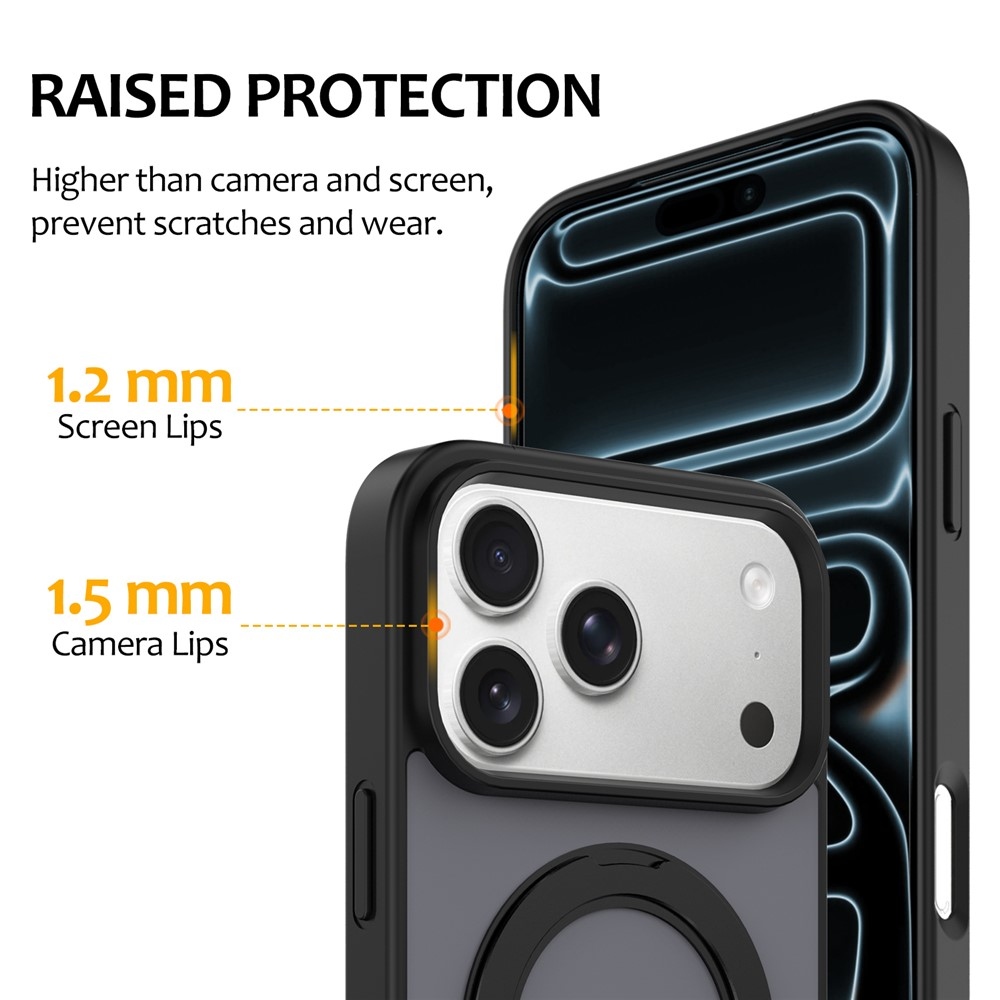 Rotaty gelový obal s pevnými zády a MagSafe na iPhone 18 Pro Max/17 Pro Max - černý