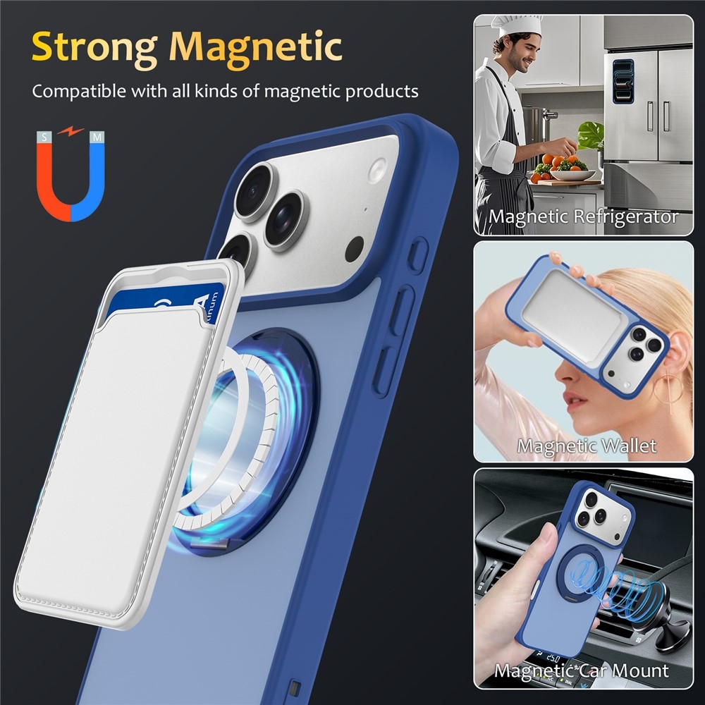 Rotaty gelový obal s pevnými zády a MagSafe na iPhone 18 Pro Max/17 Pro Max - modrý