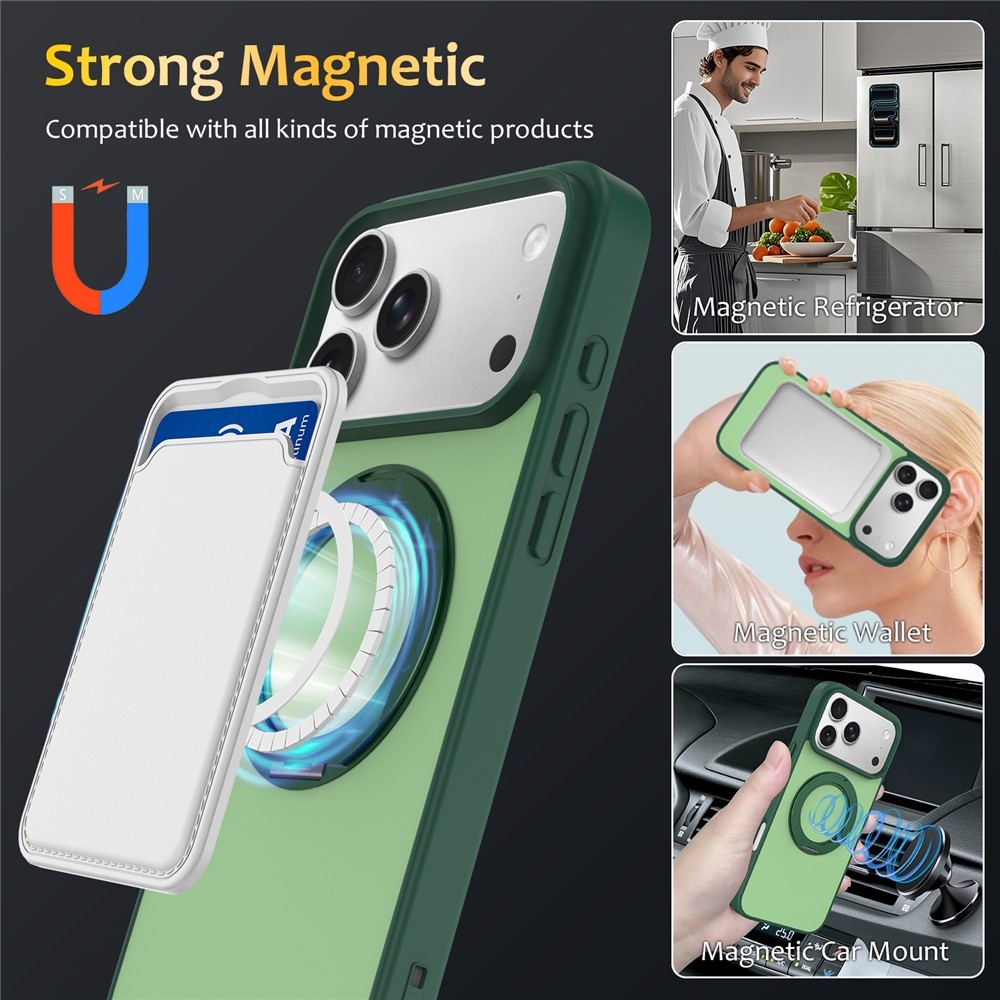 Rotaty gelový obal s pevnými zády a MagSafe na iPhone 18 Pro Max/17 Pro Max - zelený
