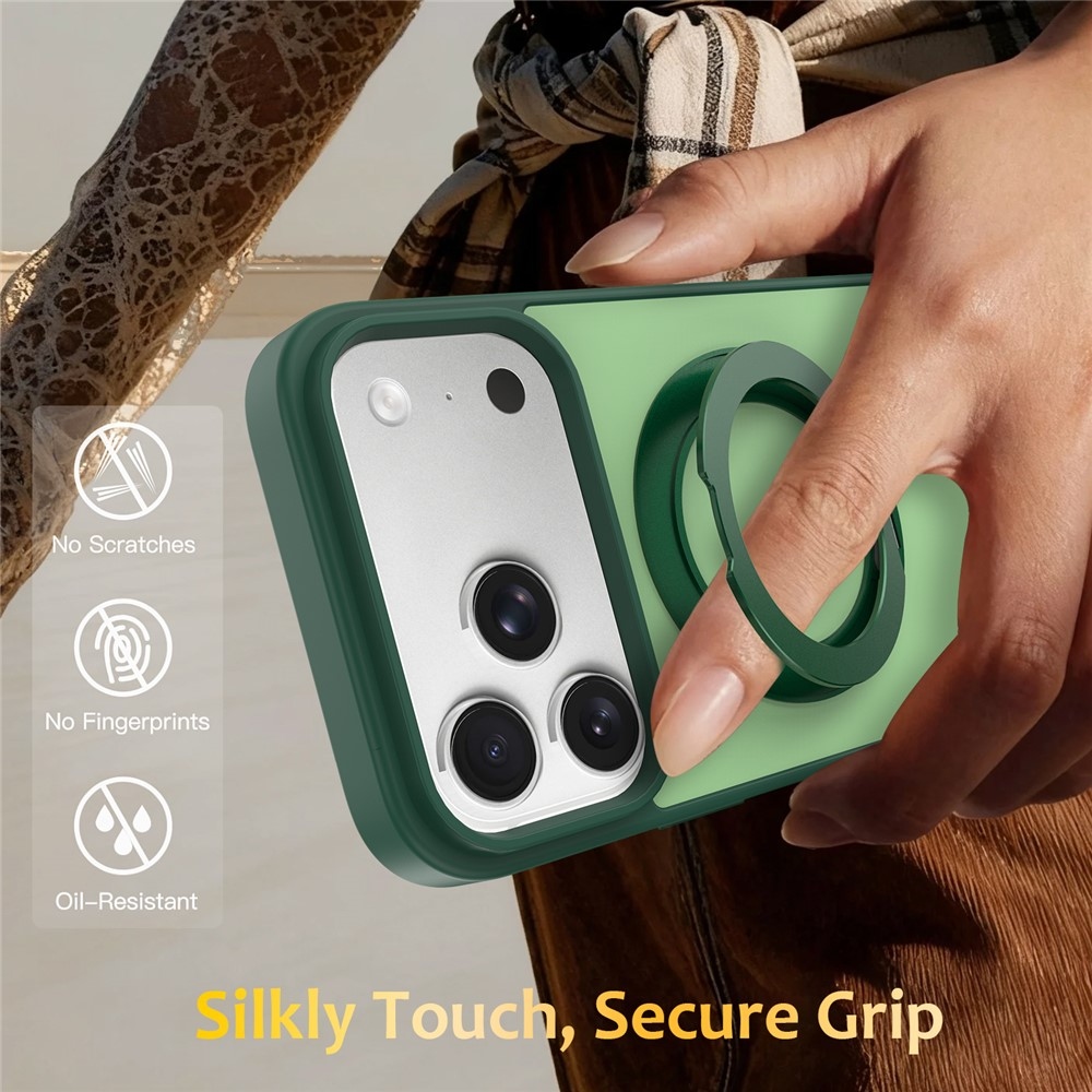 Rotaty gelový obal s pevnými zády a MagSafe na iPhone 18 Pro Max/17 Pro Max - zelený