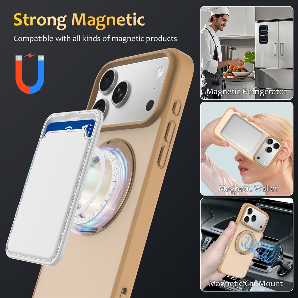 Rotaty gelový obal s pevnými zády a MagSafe na iPhone 18 Pro Max/17 Pro Max - zlatý