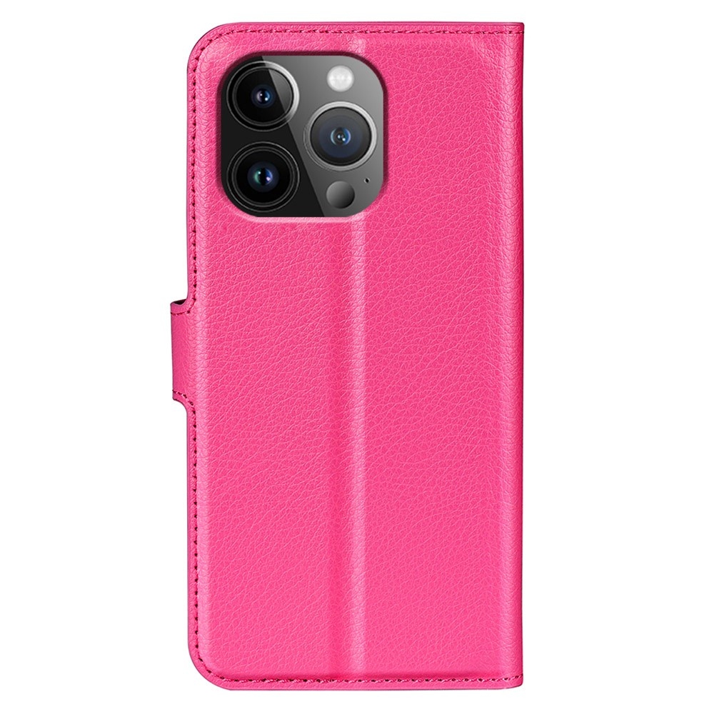 Litchi knížkové pouzdro na iPhone 15 Pro - rose