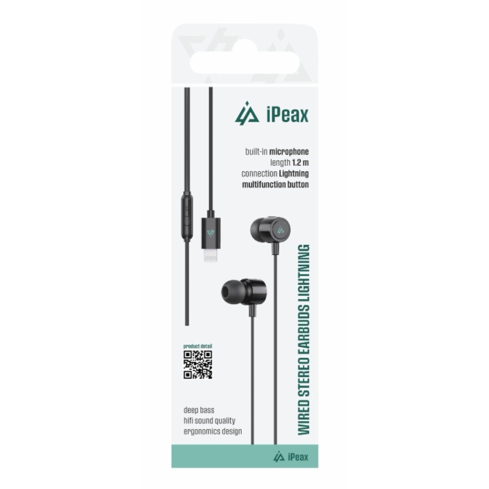 iPEAX Drátová sluchátka lightning - černá