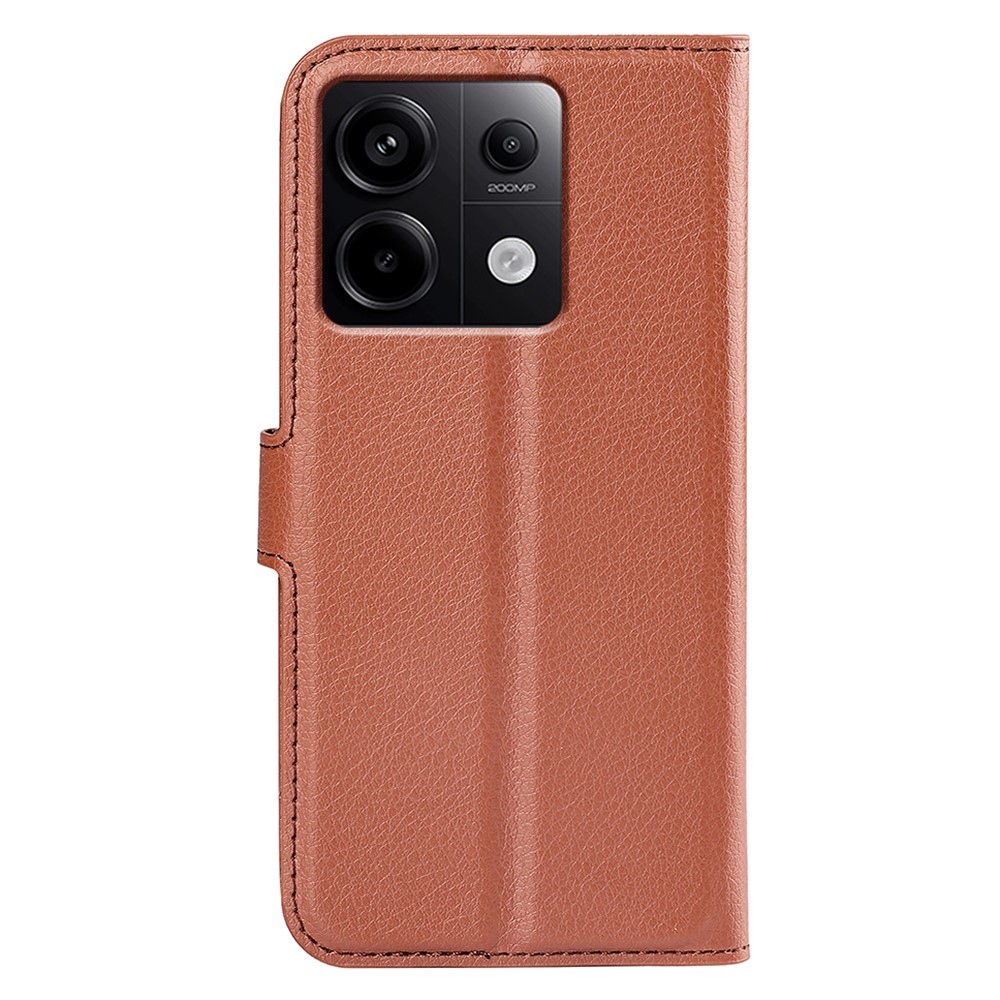 Litchi knížkové pouzdro na Xiaomi Redmi Note 13 Pro 5G/Poco X6 5G - hnědé