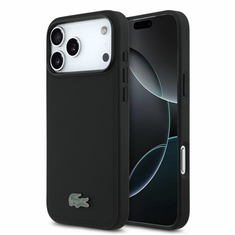 Lacoste PVC Iconic Petit Pique Metal Logo MagSafe Zadní Kryt pro iPhone 18 Pro Max Black