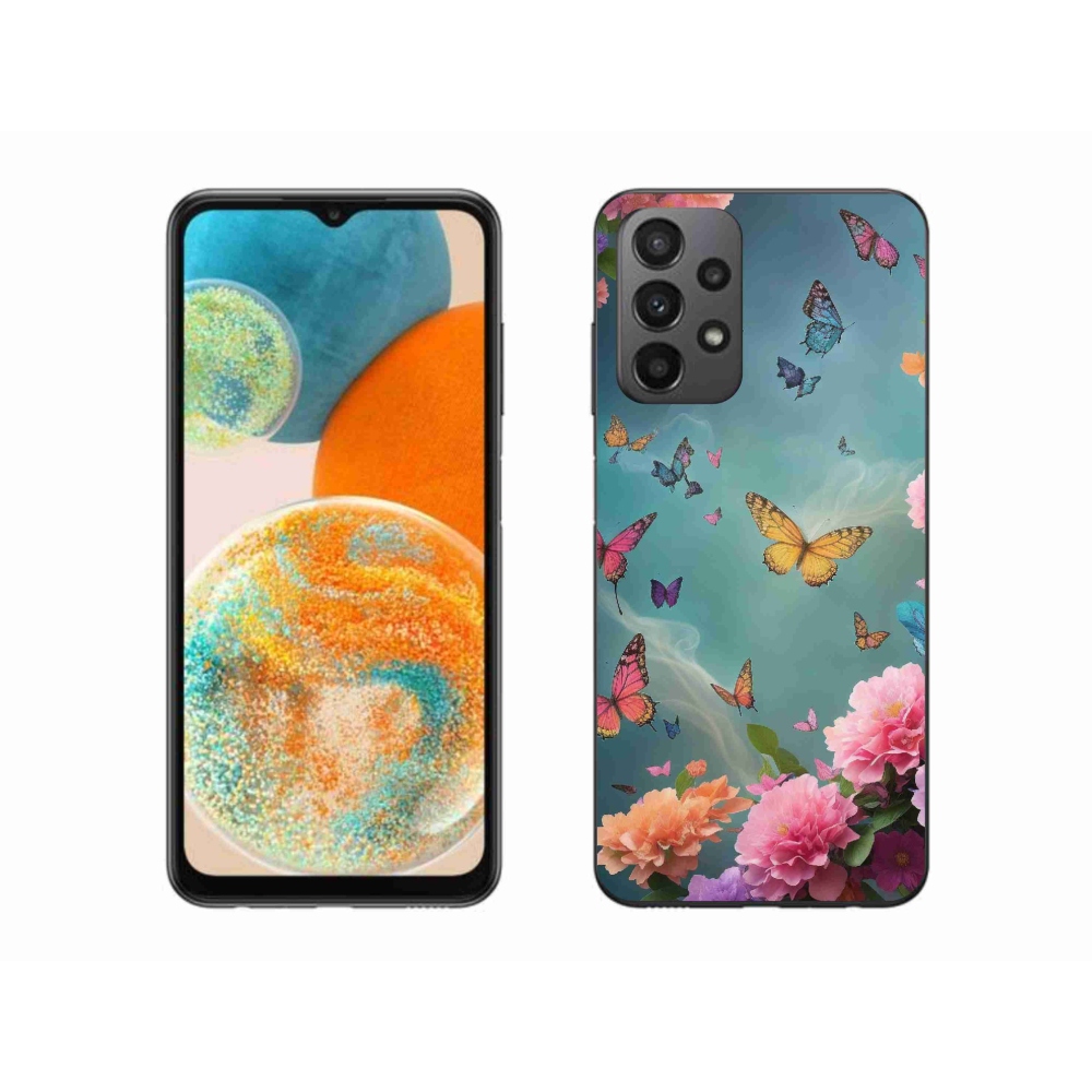 Gelový kryt mmCase na Samsung Galaxy A23 4G/5G - barevné květy a motýli