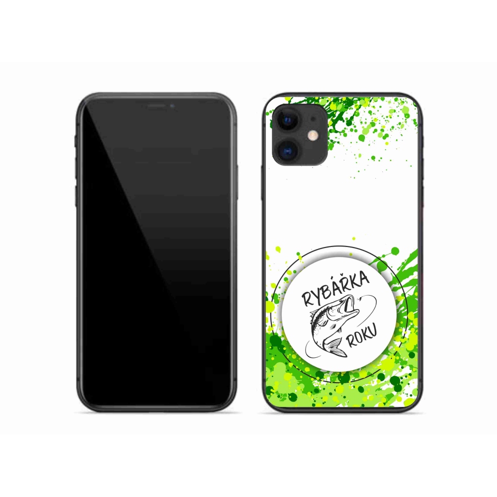 Gelový kryt mmCase na iPhone 11 - rybářka roku bílé pozadí