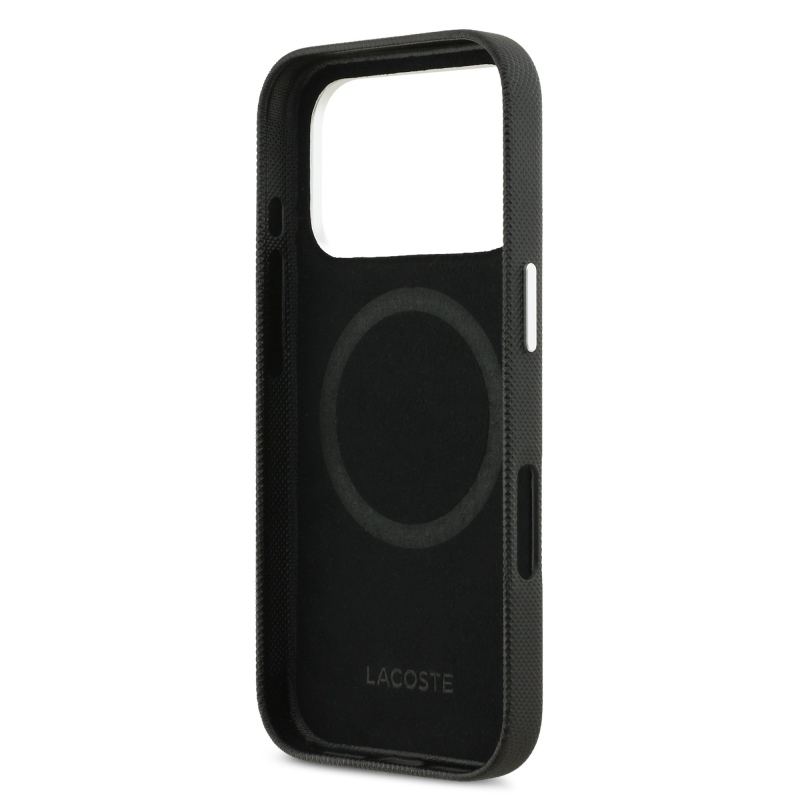 Lacoste Iconic Petit Pique Metal Logo MagSafe Zadní Kryt pro iPhone 17 Pro Max Black