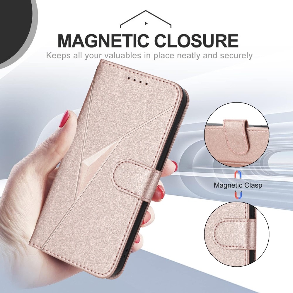 Triangles knížkové pouzdro na Vivo V50 Lite 4G/5G - růžovozlaté