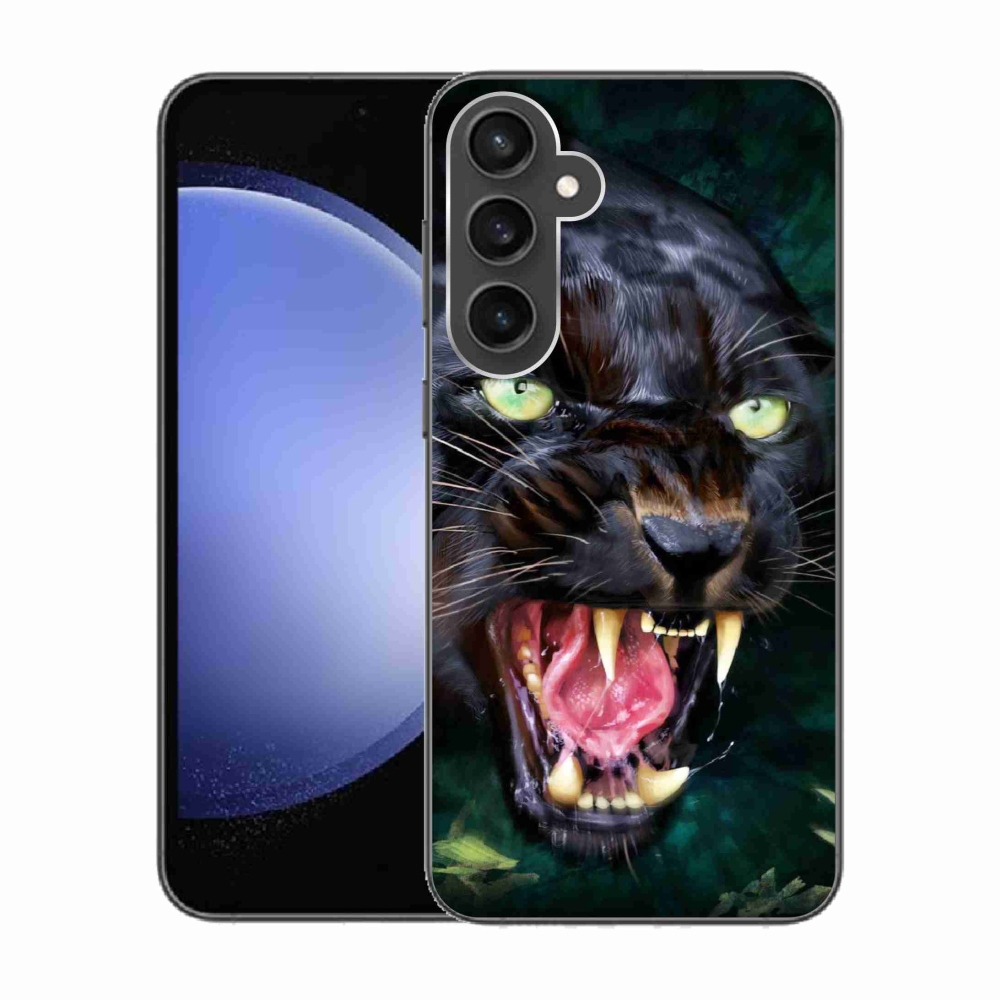 Gelový kryt mmCase na Samsung Galaxy S23 FE - rozzuřený černý panter