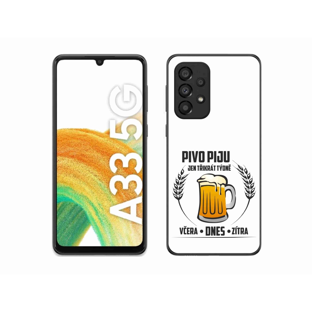 Gelový kryt mmCase na Samsung Galaxy A33 5G - pivní motiv bílé pozadí