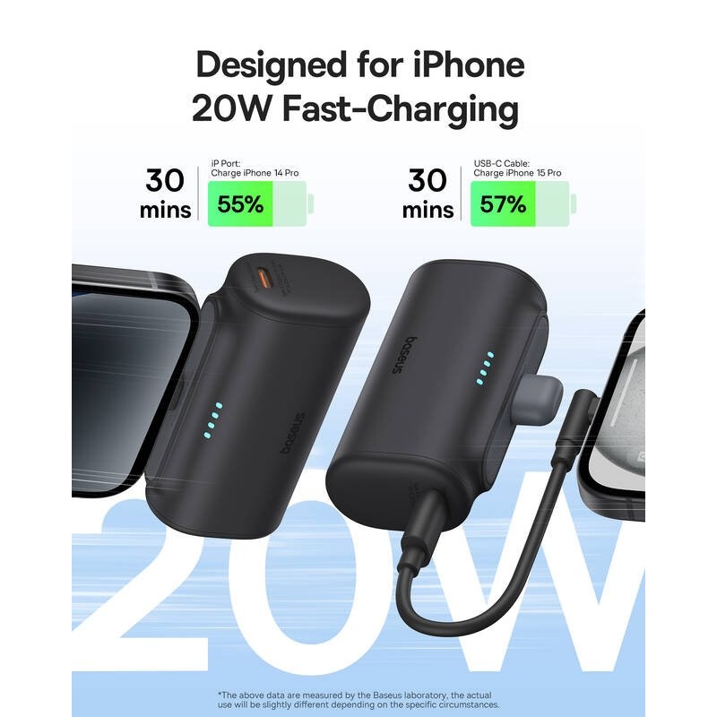Baseus Compact (IP Edition) 20W Fast Charge USB-C Powerbanka 5000mAh Cluster Black
