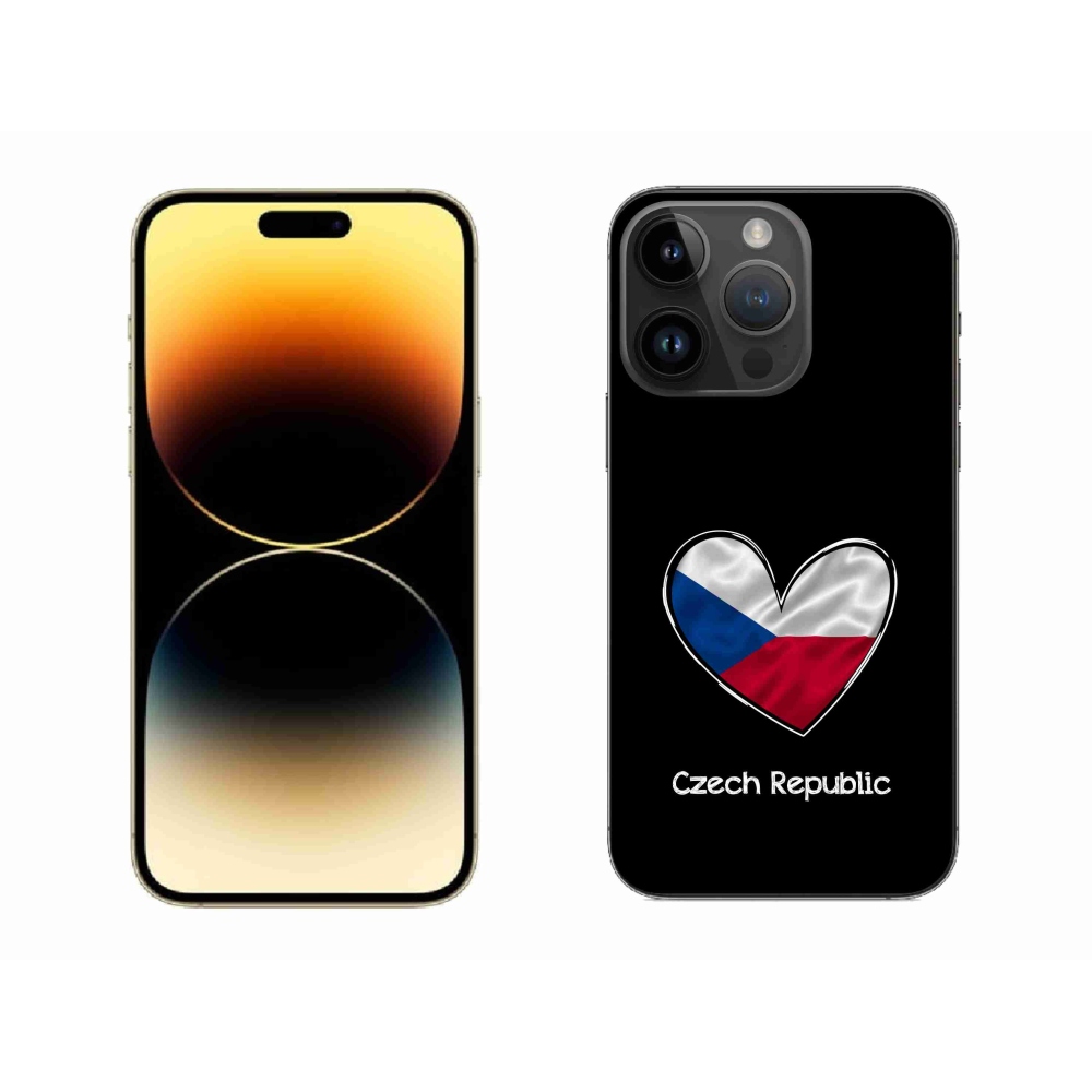 Gelový kryt mmCase na iPhone 14 Pro Max 6.7 - vlajka srdce černé pozadí