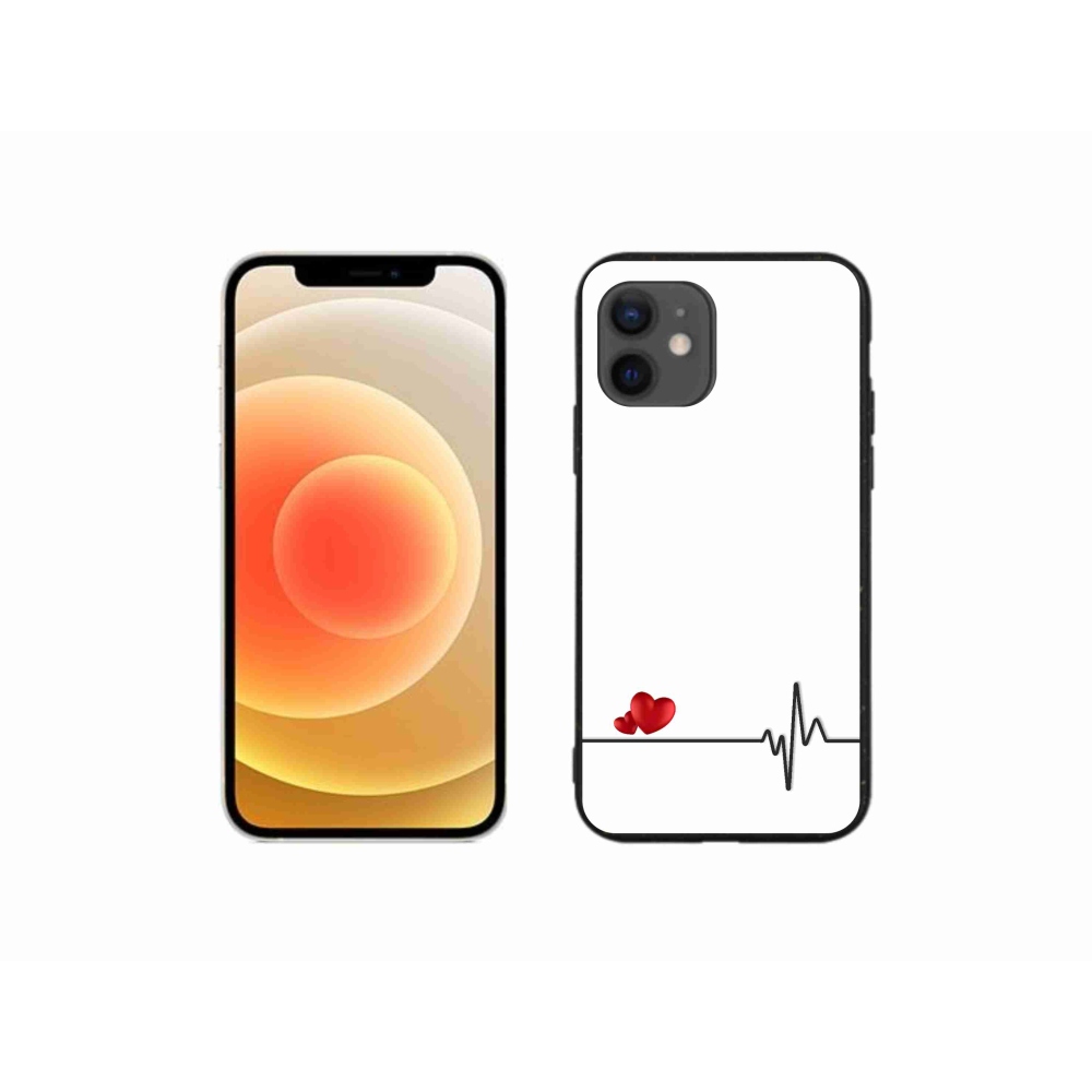 Gelový kryt mmCase na iPhone 12 mini - srdce a tep bílé pozadí