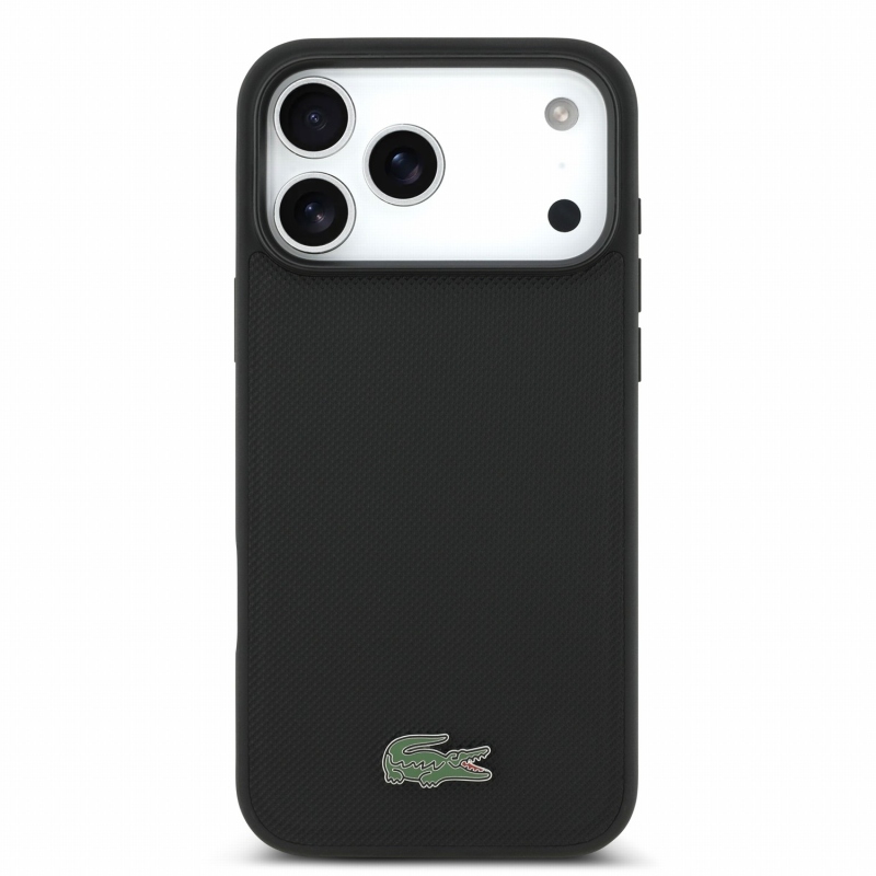 Lacoste PVC Iconic Petit Pique Metal Logo MagSafe Zadní Kryt pro iPhone 18 Pro Max Black