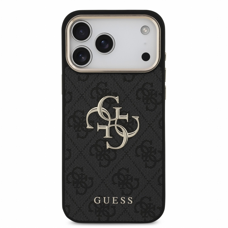 Guess PU 4G Metal Logo Strap Zadní Kryt pro iPhone 18 Pro Max Black