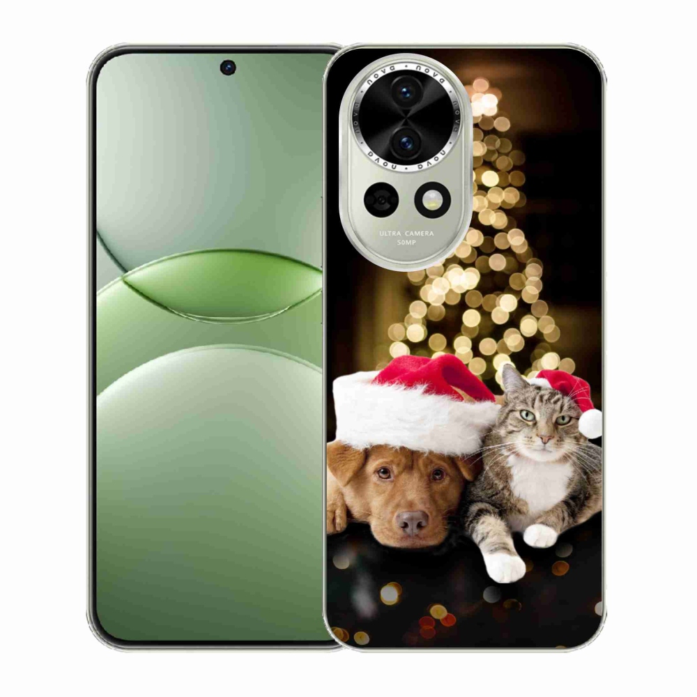 Gelový kryt mmCase na Huawei Nova 13 5G - vánoční pes a kočka