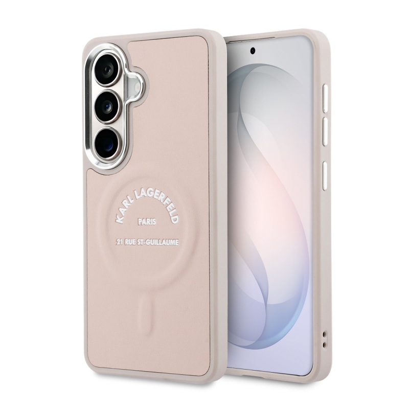 Karl Lagerfeld PU RSG Logo Magnetic Zadní Kryt pro Samsung Galaxy S26 Pink