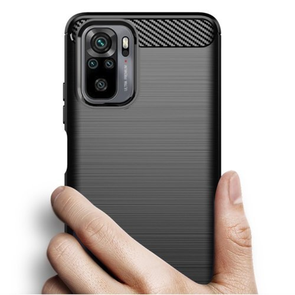 Carbon odolný gelový obal na Xiaomi Redmi Note 10 4G/Redmi Note 10S/Poco M5s - černý