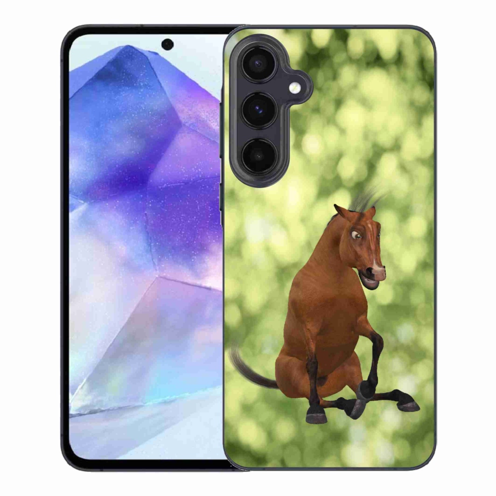 Gelový kryt mmCase na Samsung Galaxy A55 5G - hnědý kreslený kůň 1
