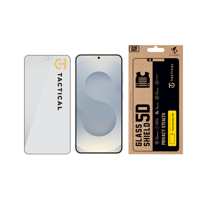 Tactical Glass Shield Privacy Stealth 5D sklo pro Samsung Galaxy S26 Black