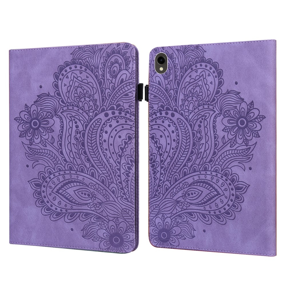 Flowers zavírací pouzdro na Samsung Galaxy Tab S9 FE/Tab S10 FE - fialové