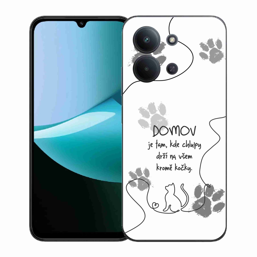 Gelový kryt mmCase na Xiaomi Redmi 15C 4G (171mm)/Poco C85 4G (171mm) - kočičí motiv bílé pozadí